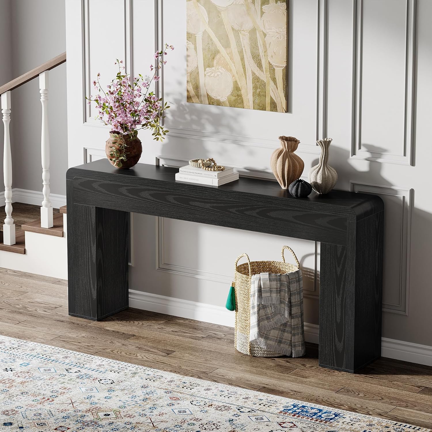 Tribesigns 70.9-Inch Extra Long Console Table, Wooden Sofa Table, Farmhouse Entryway Console for Living Room, Entryway (Black)