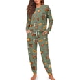 thumbnail image 3 of HELLHERO Thanksgiving Pjs Set for Women Turkey Pumpkin Printed Drawstring Pajamas Comfy Sleepwear Round Neck Loungewear with Pockets, 2XL, 3 of 5