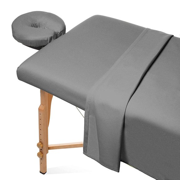 Juego de Sábanas de Masaje de Microfibra Antiarrugas para Salón Spa Blanca