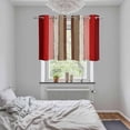 thumbnail image 5 of Red Pink Kitchen Curtains Small Short 39 Inch Length, Farmhouse Wood Grain Vintage Brown Striped Grommet Top Bedroom Living Room Curtains, Light Filtering Cafe Curtain Drapes 2 Panels Set 55''x39'', 5 of 9
