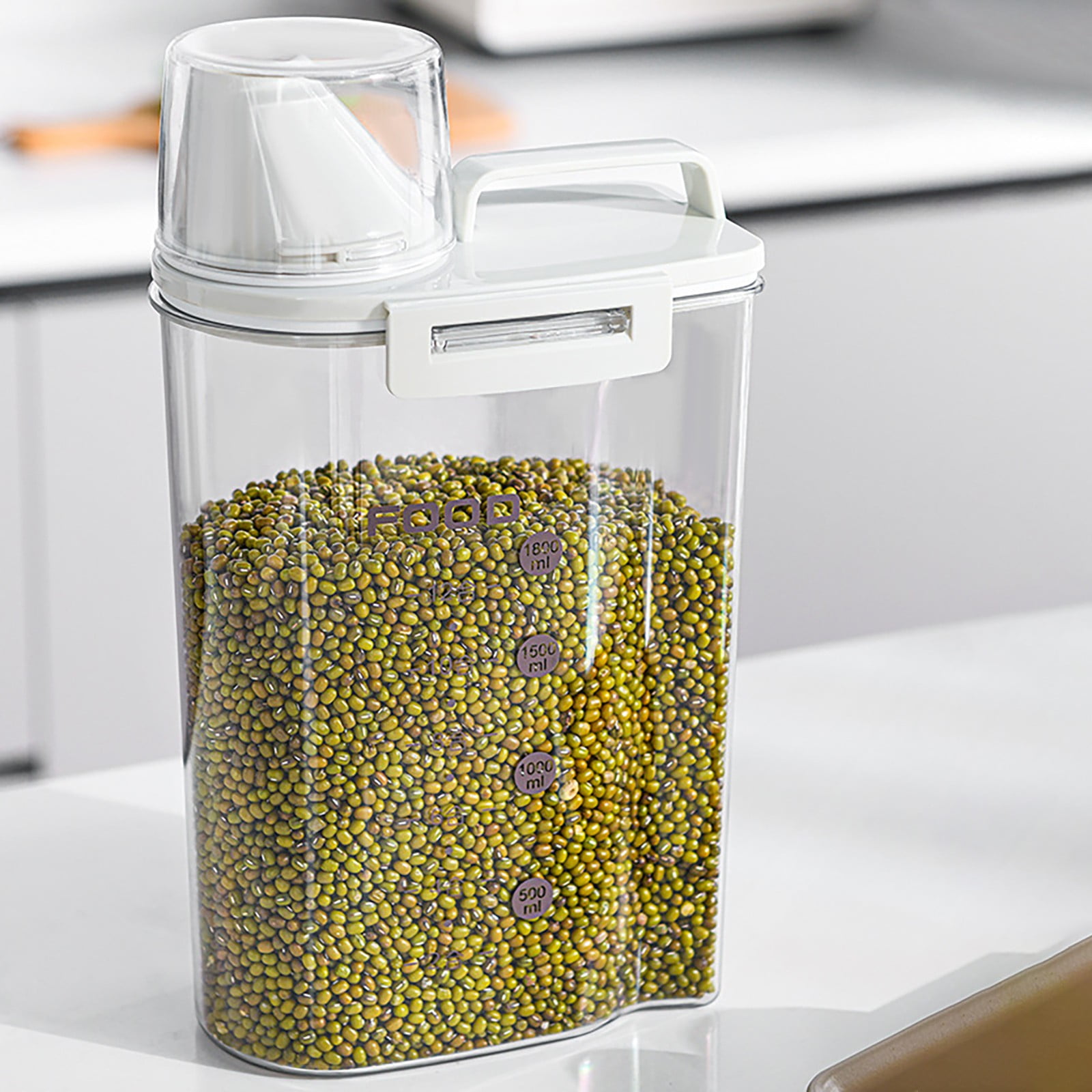 Rice Airtight Dry Food Storage Containers, Large Dry Food Storage Containers, BPA Free Plastic Storage Bin Dispenser with Pourable Spout, Measuring cup for Cereal, Flour and Baking Supplies