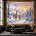 thumbnail image 6 of Buck and Doe Among Snowy Evergreens at Sunset, Peaceful Watercolor for Wildlife Fans, Deer Mountain Art, Housewarming Gift, Tapestry Wall Hanging for Bedroom and Living Room, 6 of 7