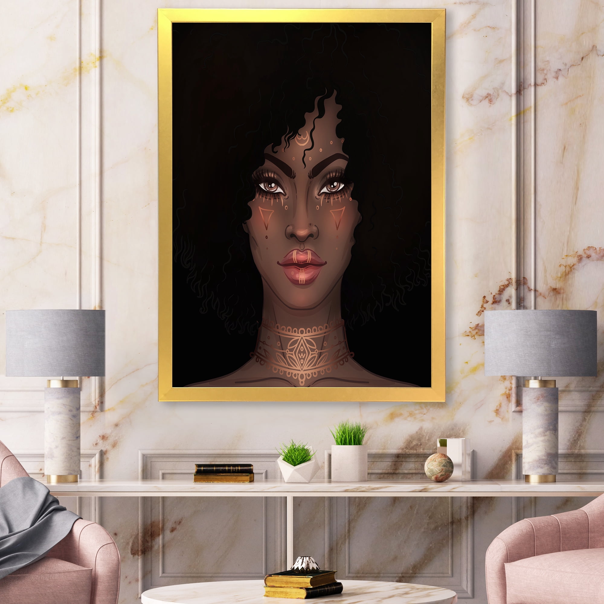 Designart 'Portrait of Afro American Woman II' Modern Framed Art Print