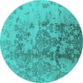 thumbnail image 1 of Ahgly Company Machine Washable Indoor Round Oriental Turquoise Blue Industrial Area Rugs, 8' Round, 1 of 4