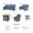 thumbnail image 2 of Vcatnet 6 Pieces Outdoor Patio Furniture Sectional Sofa All Weather Wicker Conversation Set with Swivel Rocking Chairs and Fire Pit for Garden, Poolside, Denim Blue, 2 of 9