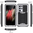 thumbnail image 2 of Samsung Galaxy S21 Ultra Metal Case with Screen Protector, Dteck Heavy Duty Military Rugged Shockproof Full Body Protective Cover with Kickstand, Water-Resistant, Slide Camera Protector Cover,Silver, 2 of 7