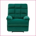 thumbnail image 4 of Recliners, Modern Solid Wood Reclining Chair with Square Tufted Back | Tab Pull Recline | Green | Velvet, 4 of 7