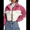 thumbnail image 3 of Chaqueta de Forro Afelpado para Mujer, Abrigo Informal de Invierno con Botones y Bolsillos Rosa M, 3 of 9
