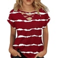 thumbnail image 2 of Tittly Womens Shirts Short Sleeve Shirts Womens Summer Tops Short Sleeve Shirts V Neck Tshirts Loose Casual Tunic Blouses Tees Tshirts Shirts Spring Tops for Women Red M, 2 of 4