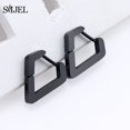 thumbnail image 1 of Pendientes geométricos con personalidad para hombre y mujer, aretes de aro con forma de corazón y estrella cuadrada, triángulo negro, joyería de acero inoxidable para Piercing, 1 of 2