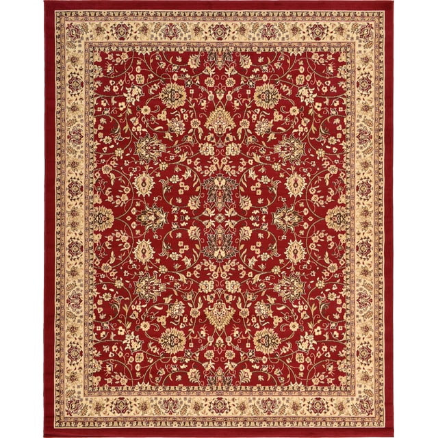 Unique Loom Kashan Traditional Floral Area Rug, 8 x 10 ft, Burgundy/Ivory