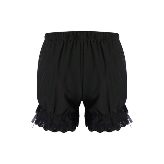 LiiYii Kids Girls Ruffled Lace Hem Bloomer Shorts Breathable Safety Pants Yoga Gymnastics Dance Black 110