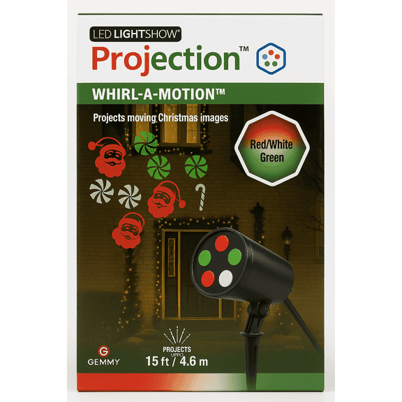 Gemmy Whirl-A-Motion LED Christmas Light Projector Santa & Candy