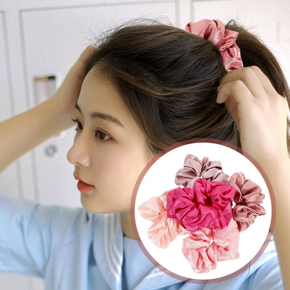 Raindrops 5Pcs Smooth Elastic Silk Satin Hair Scrunchies Soft Ponytail Holders Assorted Colors