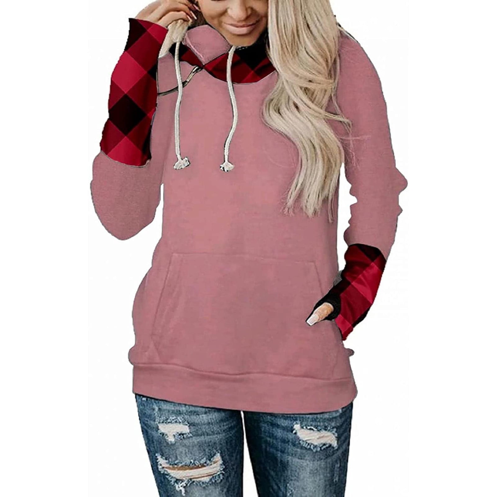 Blouse à Manches Longues 100 % Polyester avec Poche et Imprimé Nature pour Femmes (Rose, TG)