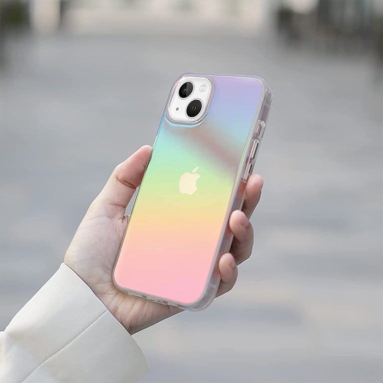 For Apple iPhone 14 Plus (6.7") Holographic Color Changing Transparent  Clear Iridescent Design Acrylic Hybrid Cover ,Xpm Phone Case [ Rainbow  Iridescent ] - Walmart.com