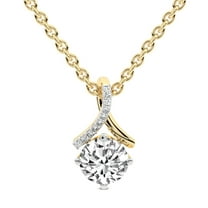 Diamond Pendant Necklace For Women |6 Carat IGI Certified Round Shape Lab Grown Diamond | Priscilla Slider Lab Diamond Pendant Necklace 18K Yelllow Gold | FG-VS1-VS2 Quality | Friendly Diamonds