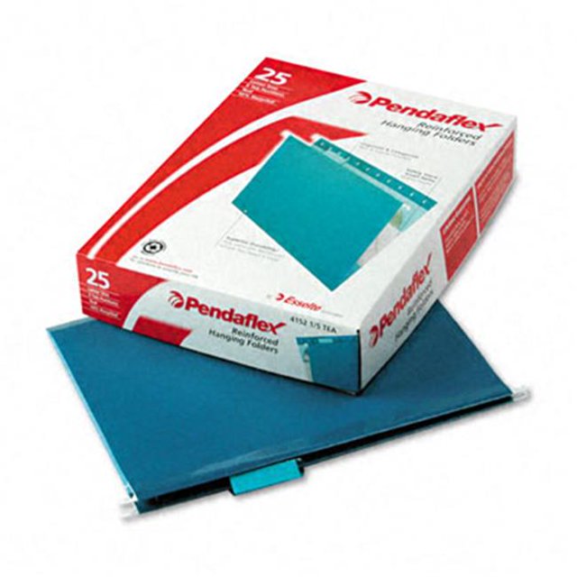 Pendaflex Reinforced Hanging File Folders- Kraft- Letter- Teal- 25/Box