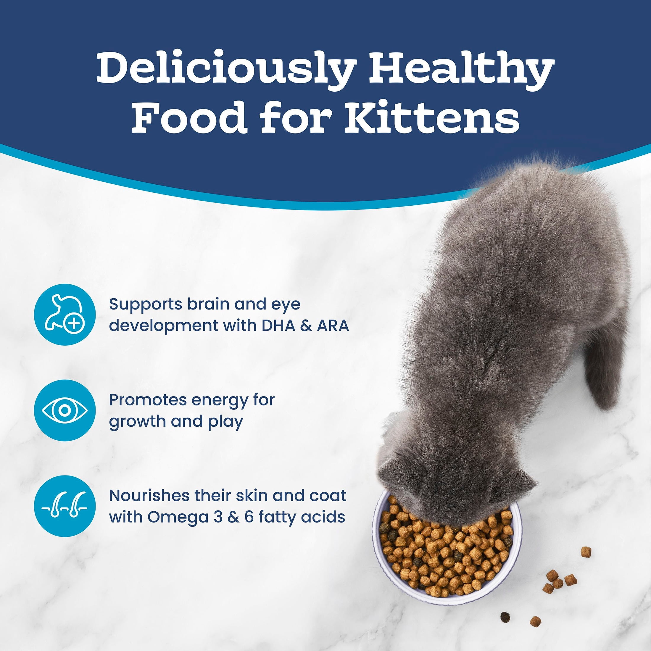 (4 pack) Blue Buffalo Tastefuls Kitten Food with DHA, Dry Cat Food, Chicken & Brown Rice, 7lb Bag