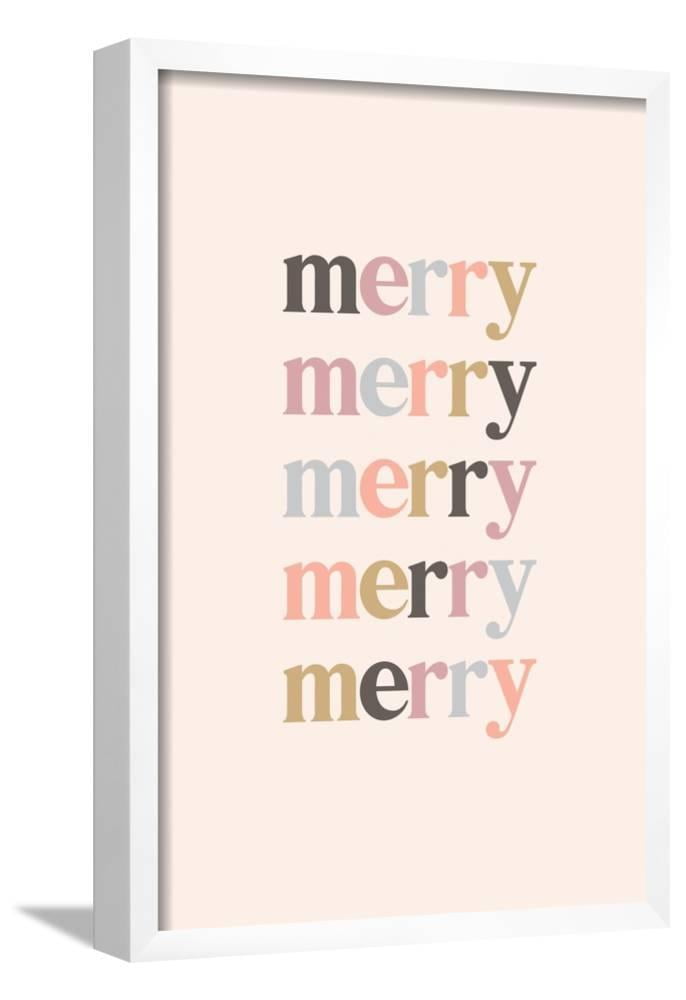 Merry, Framed Print Christmas Holiday Wall Art