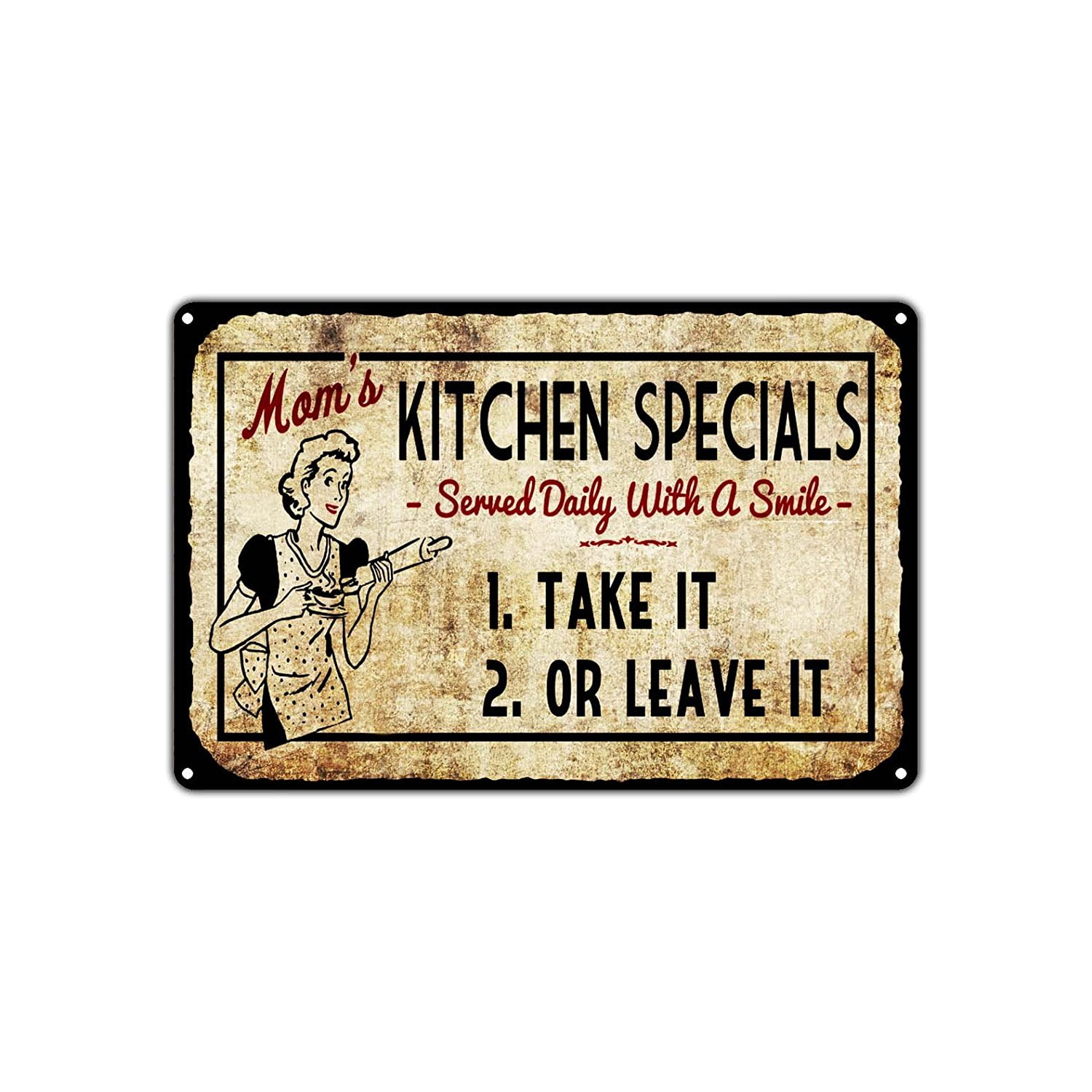 Details about   Moms Kitchen Fresh Daily Red Utensils 12" Circle Funny Metal Sign Wall Art