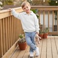 thumbnail image 5 of Grblisyd Boys Waffle Knit Quarter Zip Sweatshirts Long Sleeve Stand Up Collar Pullover Soft Breathable Casual Outfits for Kids, 5 of 6