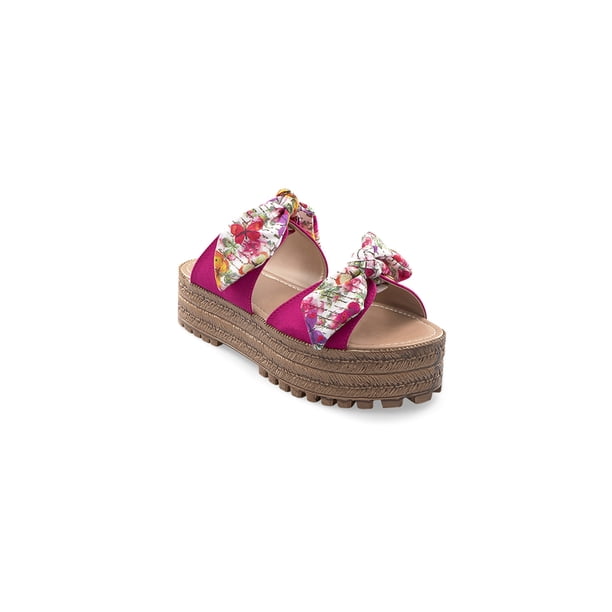 Sandalia Color Fiusha Plataforma Media Con Moños Multicolor Mundo Terra 025177