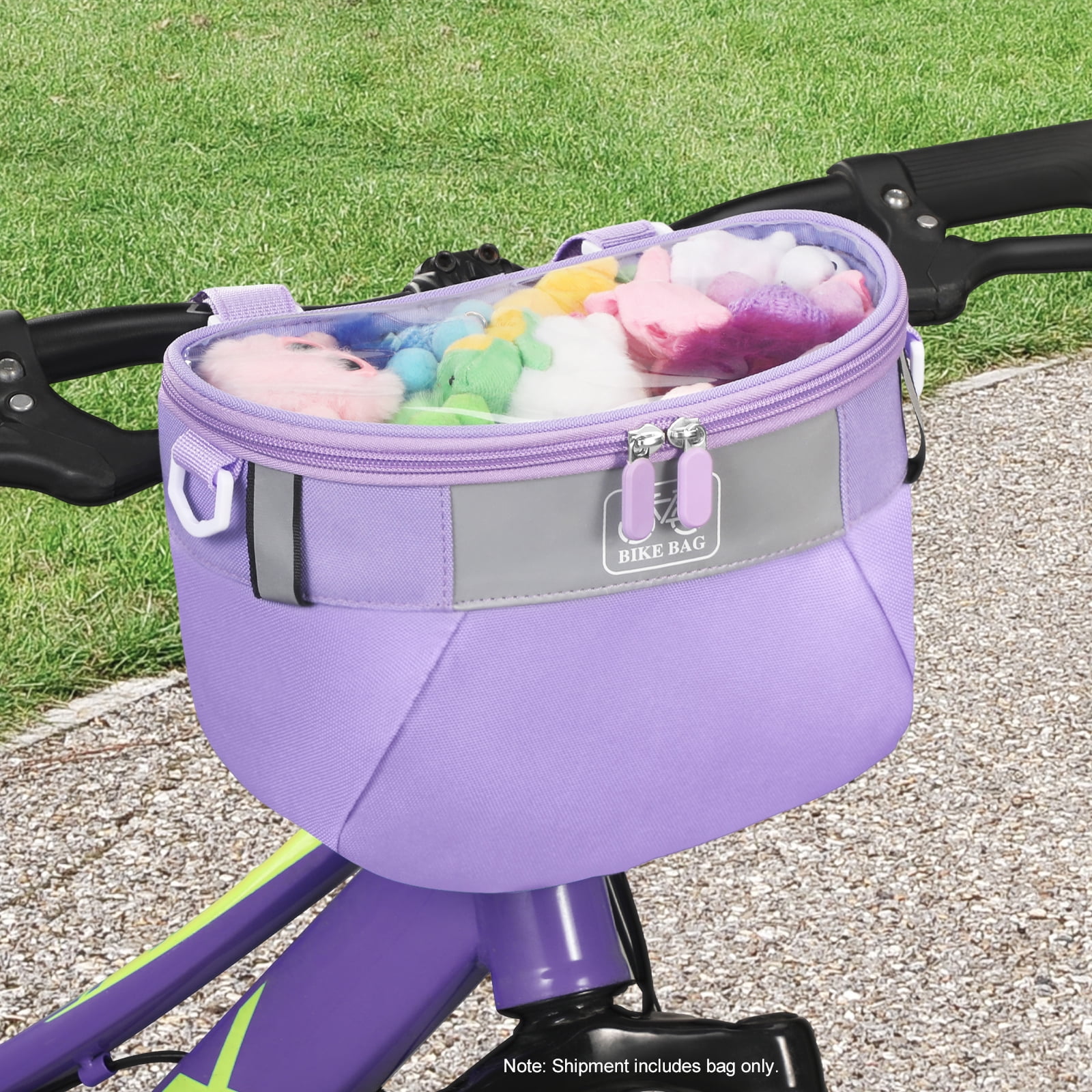 Yucurem Durable Kids Bike Basket, Waterproof Bicycle Front Basket Handlebar Bag with Reflective Safety Straps, Fabric Bicycle Basket for Boys & Girls (Purple)