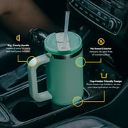 RTIC 30 oz Ceramic Lined Road Trip Tumbler with Handle and Leak-Resistant Straw Lid, Beach