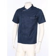 thumbnail image 3 of inhzoy Men's Chef Uniform Short/Long Sleeve Chef Jacket Button Down Hotel Kitchen Canteen Work Wear Blue Short Sleeve 3XL, 3 of 10
