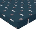 thumbnail image 2 of Ambesonne Lighthouse Fitted Sheet, Nautical Themed Form, California King, Dark Sky Blue White and Ruby, 2 of 3