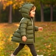 thumbnail image 2 of lcziwo Kids Girl Winter Hooded Puffer Jackets Cute Dinosaur Zip Front Quilted Coat Outerwear with Pockets, 2 of 10