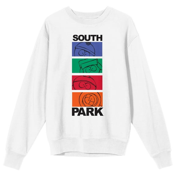 South Park Sketch Art Crew Neck Long Sleeve White Adult Sweatshirt-XXL