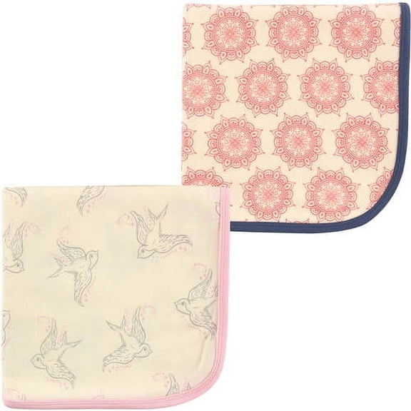 Touched by Nature Baby Girls' Organic Cotton Swaddle Blanket, 2-Pack, Choose Your Color