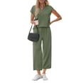 thumbnail image 3 of Two Piece Lounge Sets for Women Spring Vacation Beach Travel Airport Outfits Casual Cruise Fashion Army Green XL, 3 of 8
