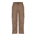 thumbnail image 5 of Women's Lightweight Hiking Cargo Pants Outdoor Quick Dry Casual Travel Sweatpants Wide Leg Elastic Waist Button Pockets, 5 of 6