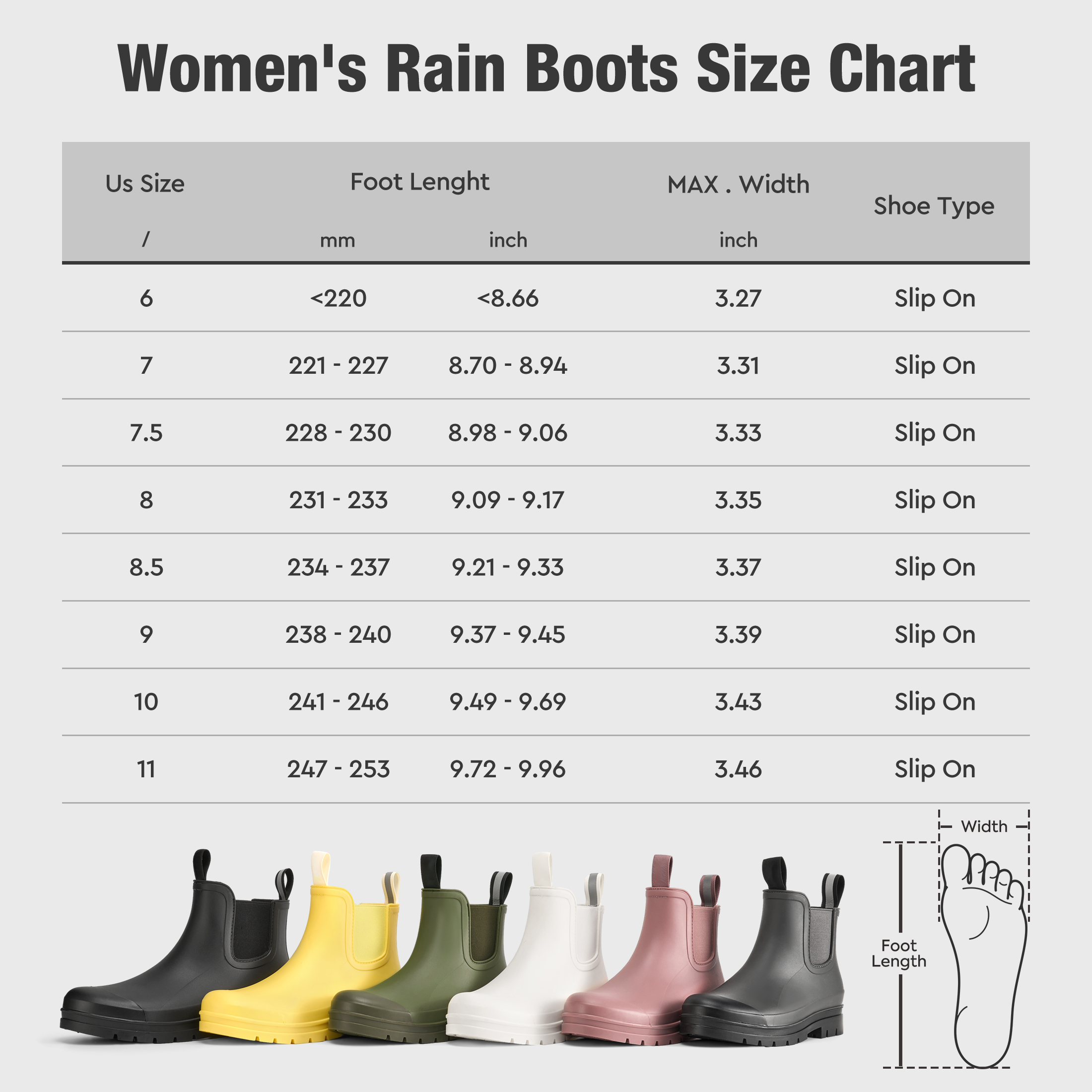 SMILIN Women's Chelsea Waterproof Ankle Rain Boots photo 5