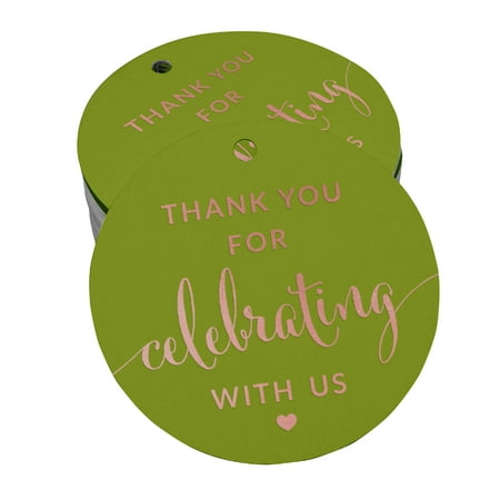 Inkdotpot Rose Gold Foil Paper Hang Tags Thank You Celebrating With Us Bridal Shower-Baby Shower-Retirement-Wedding-Birthday Favor Tags 100 Pieces