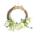thumbnail image 3 of Guirnalda circular de ratán para puerta de entrada, pared, hojas verdes, corona de flores artificiales de 13 pulgadas blanco, 3 of 7