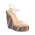thumbnail image 1 of Bella Luna Rainbow Rhinestone Embellished Clear Strap Wedge 20145, 1 of 4
