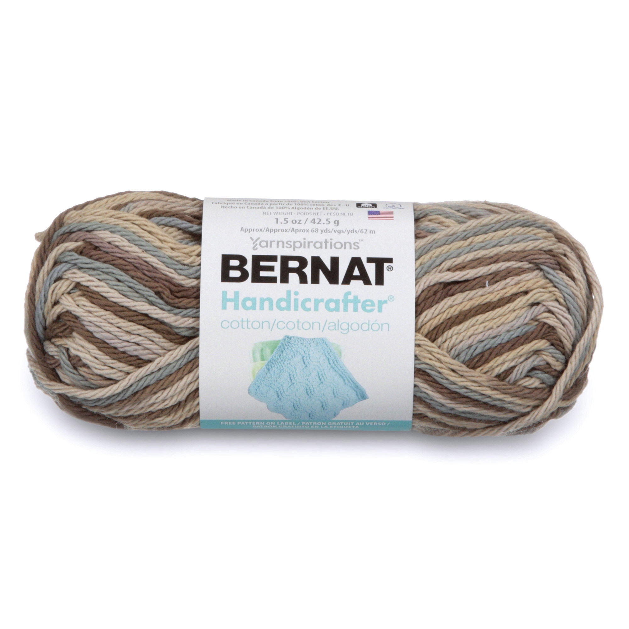 Bernat Handicrafter Cotton Yarn, 1.5 Oz, Earth Ombre