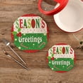 thumbnail image 2 of SKYSONIC Christmas Lettering Pot Holders Trivets, 2 Pcs Heat Resistant Trivets,Seasons Greeting Cotton Thread Weave Mats for Hot Pads Pans Pot Bowl Teapot for Kitchen Decor, 2 of 7