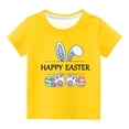 thumbnail image 1 of Funicet Cadeaux de Pâques pour Garçons, Cadeaux de Pâques pour Enfants, Enfants Garçons Filles Oreilles de Pâques Œufs de Pâques Imprimé Col Rond Imprimé Manches Courtes Haut, Cadeaux pour Fille Tout-Petit, Shorts pour Filles, 1 of 4