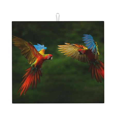 

Vsdgher Hybrid Parrot in the Forest Print Dish Drying Mat Kitchen Counter Mat Dish Drying Pad for Dishes Utensils Pots and Pans 16 x 18
