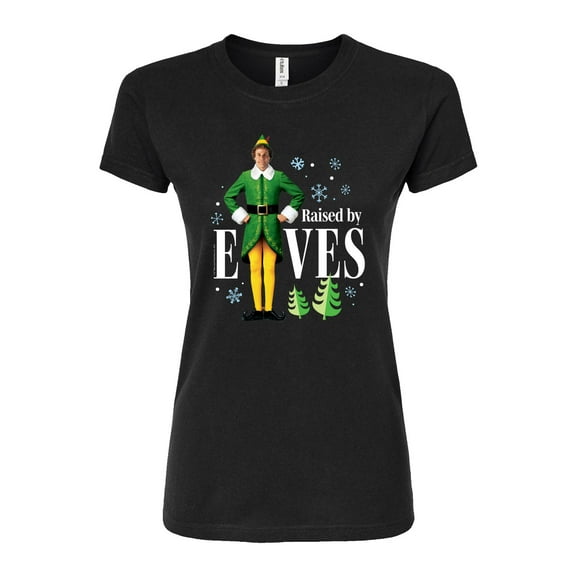 ELF - Christmas Raised By Elves - Juniors Fitted Graphic T-Shirt