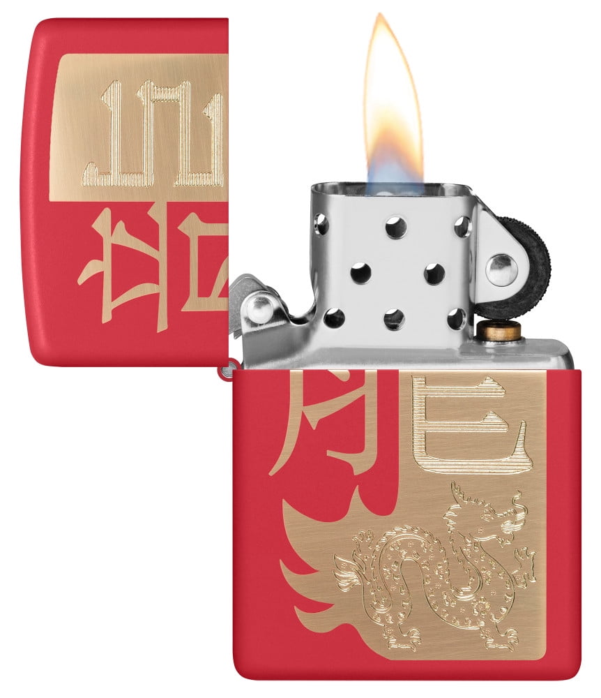 Zippo Year of the Dragon 2024 Red Matte Pocket Lighter