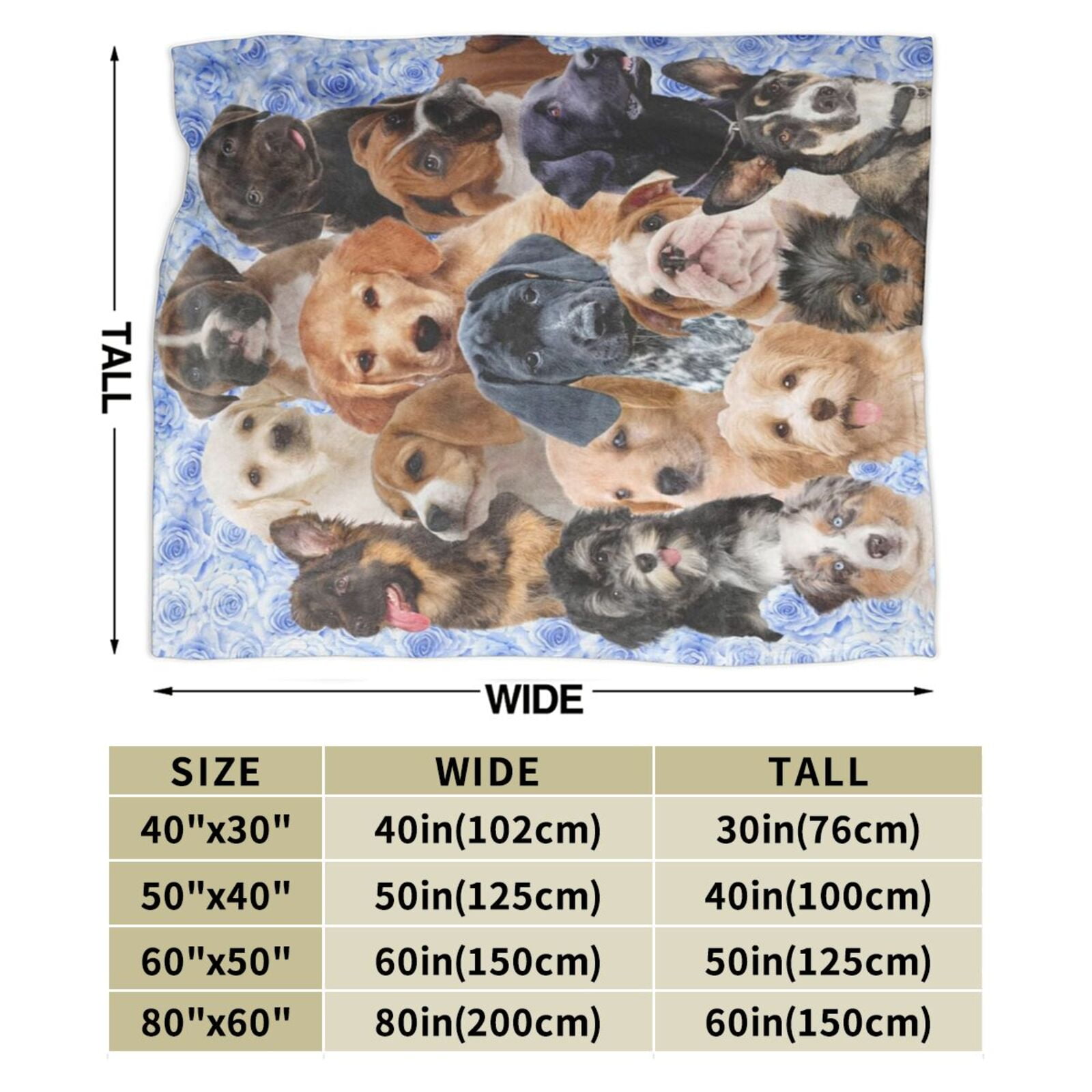 Wijzvio Dog Family Throw Blanket Soft Fuzzy Fleece Blanket For Couch Bed Living Room Decoration 60"X50"