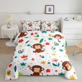 thumbnail image 2 of YST Monkey Bedding Comforter Sets Full Comforter Set For Girls Kids Cute Flower Animal Bedding, Wild Animal Comforter Botanical Flower Pattern 3D Quilt Set Bedroom Decoration(Pink Reverse), 2 of 6