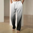 thumbnail image 2 of RYDCOT Mens Gradient Color Stretchy Elastic Waist Drawstring Pants Loose Casual Pants White, 2 of 4