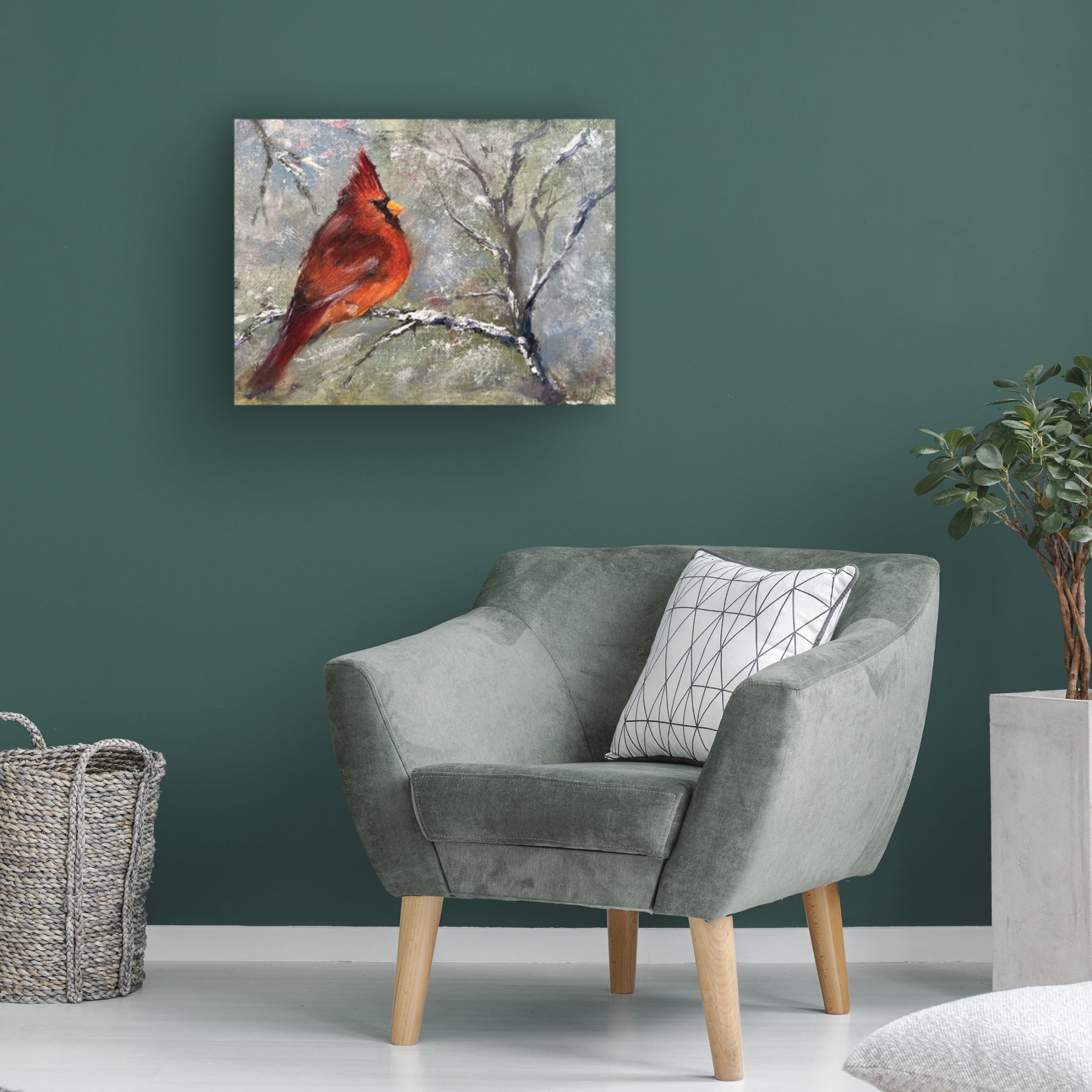 Trademark Fine Art Marilyn Wendling Cardinal in Snow II Canvas Wall Art